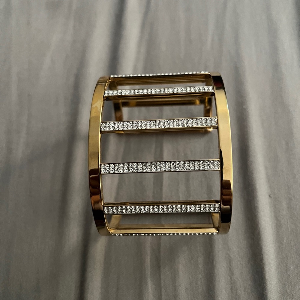 Michael Kors Gold with Crystal Accent Striped Cuff - Picture 2 of 5